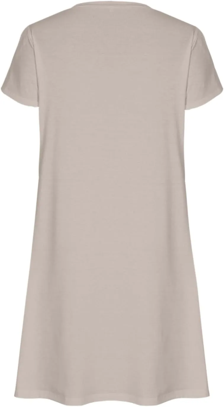 Summer Dresses for Women 2025 Short Sleeve V Neck Midi Dress Boho Beach Sundress Solid Color Casual Dress
