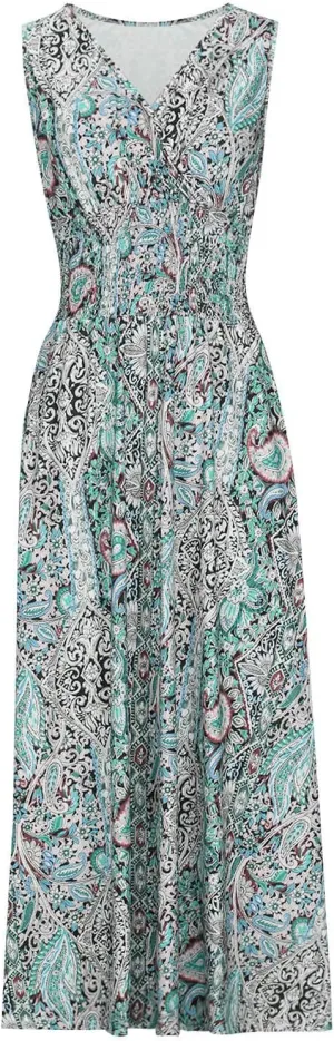 Summer Maxi Dresses for Women 2024 Casual Sundresses Long Floral Dress Sexy Sleeveless Boho Dress Flowy Dress, Small