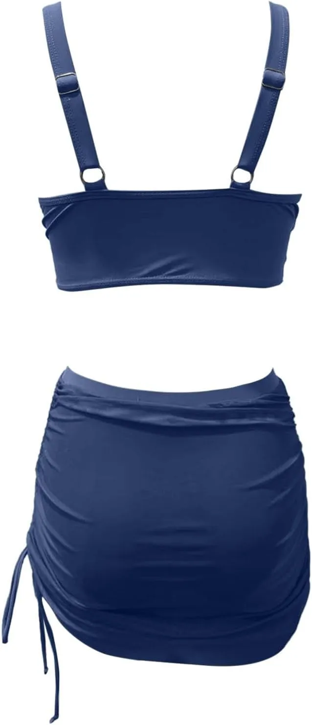 Swim Suits for Women 2025 Two Piece Swimsuits Slimming Mesh Sheer Sarong Wraps Swim Skirts Tummy Control Bikini