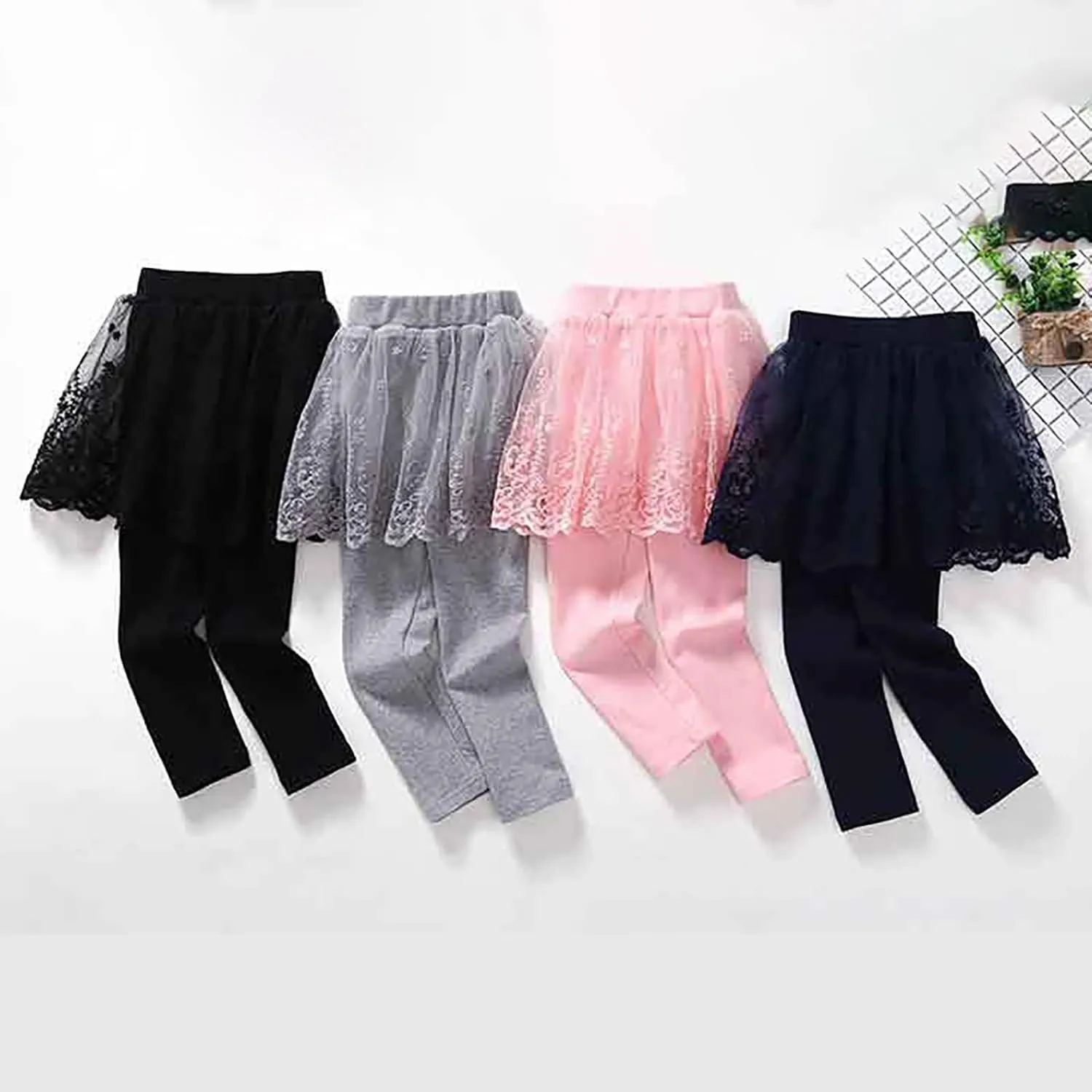 Toddler Girls Footless Leggings with Tutu Skirt Baby Stretchy Ruffle Sequins Star Pantskirt Tulle Skirted Pants Bottoms