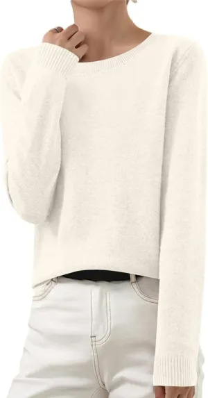 V Neck Sweaters for Women Long Sleeve Tops Trendy Knit Pullover Sweater Casual Solid Color Shirts Dressy Blouses