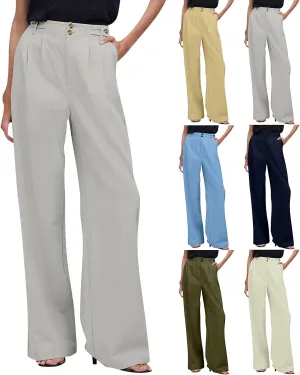 Wide Leg Dress Pants for Women Business Casual Trousers Work Pants Straight Leg High Waisted Pants with Pockets