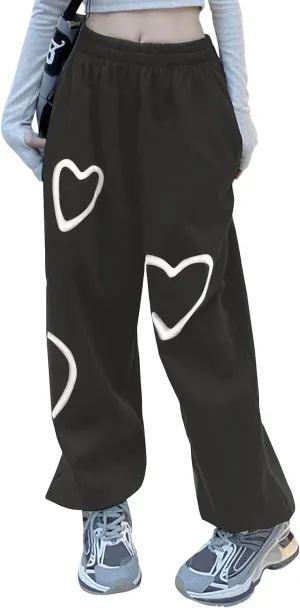 Women Active Jogger Sweatpants High Waisted Pants Lounge Bottoms Fleece Wide Leg Baggy Athletic Joggers Pants Pockets