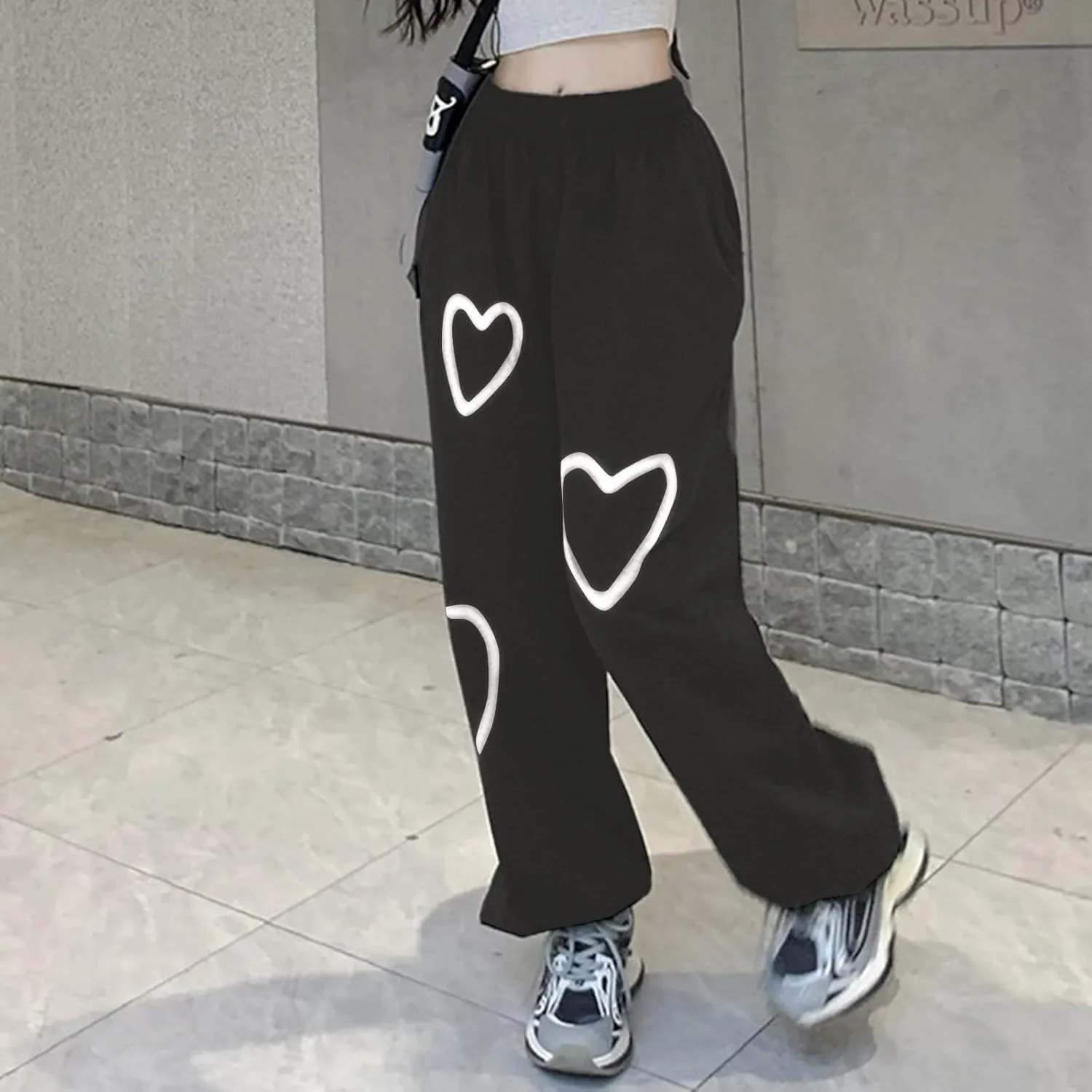 Women Active Jogger Sweatpants High Waisted Pants Lounge Bottoms Fleece Wide Leg Baggy Athletic Joggers Pants Pockets