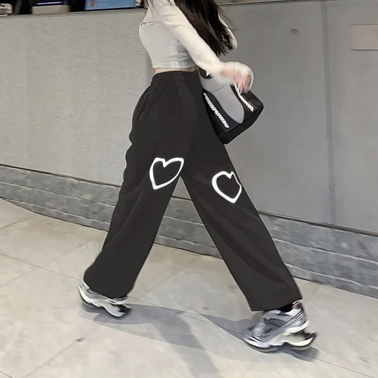 Women Active Jogger Sweatpants High Waisted Pants Lounge Bottoms Fleece Wide Leg Baggy Athletic Joggers Pants Pockets