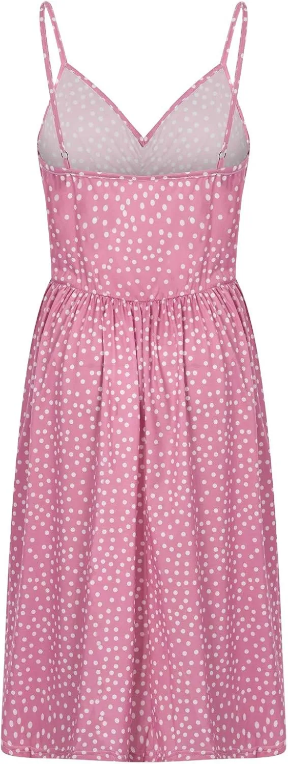 Women Floral Print Beach Dress Spaghetti Strap Hawaiian Sundresses Aline Flowy Casual Sun Dresses Boho Summer Dress