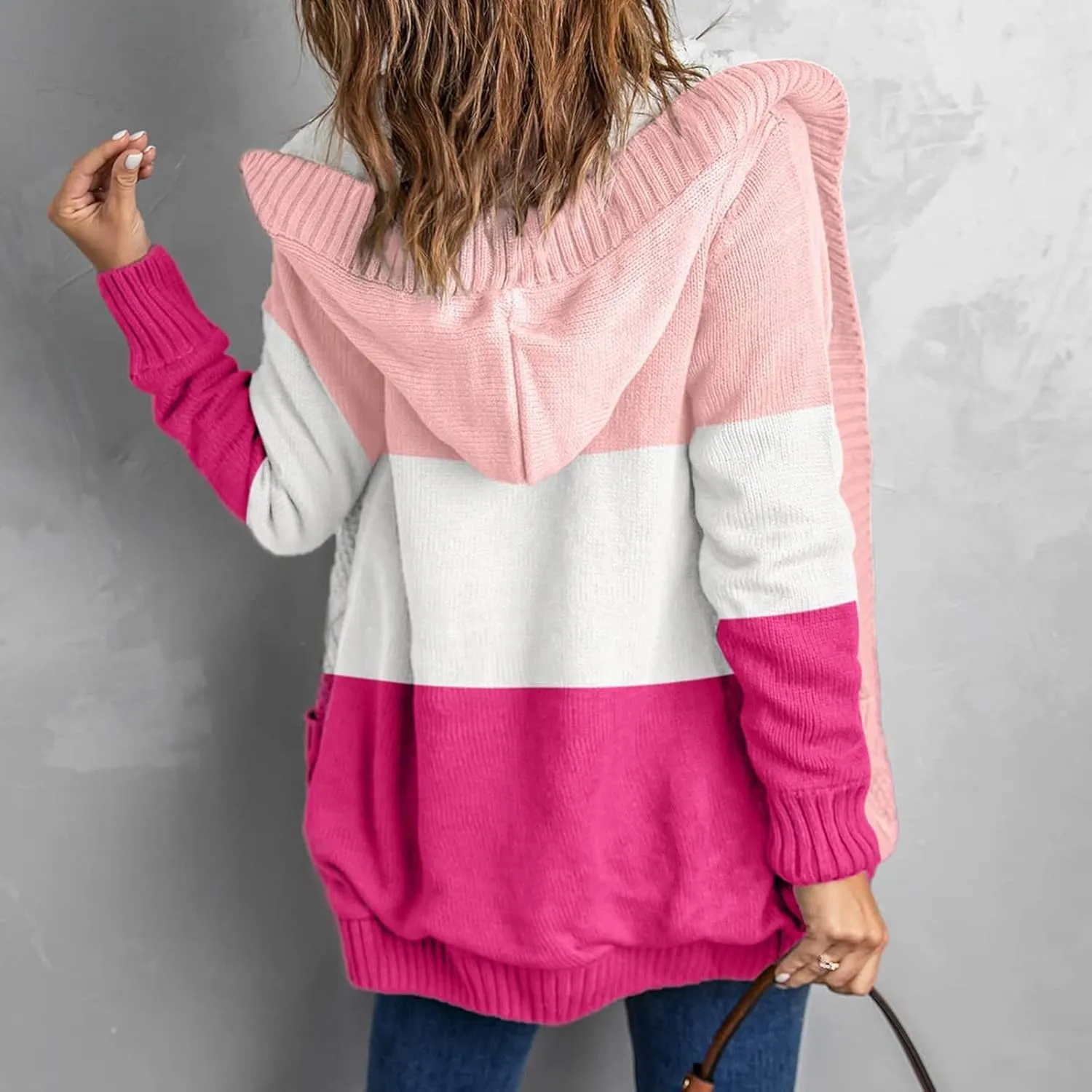 Women Mid Long Cardigan Sweaters Lightweight Loose Lantern Sleeve Chunky Knit Cable Slouchy Oversized Wrap Sweater Coats