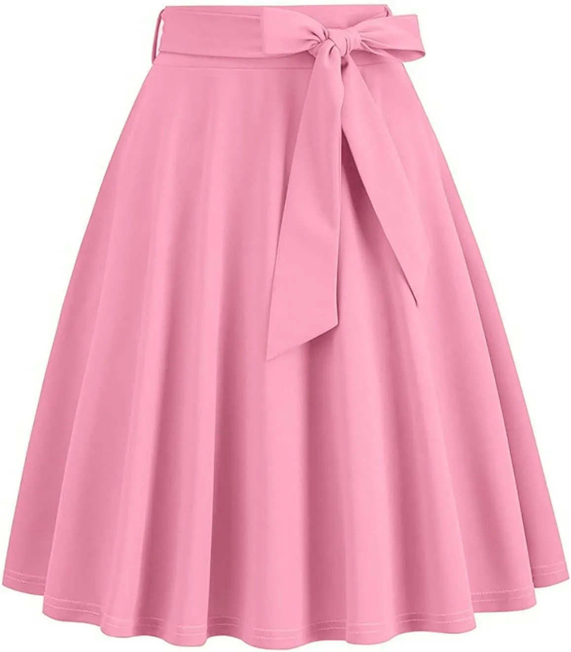 Women Retro Skirt 50s Vintage Hepburn Style High Waist Flared A-Line Skirts Rockabilly Midi Swing Skirt with Pocket