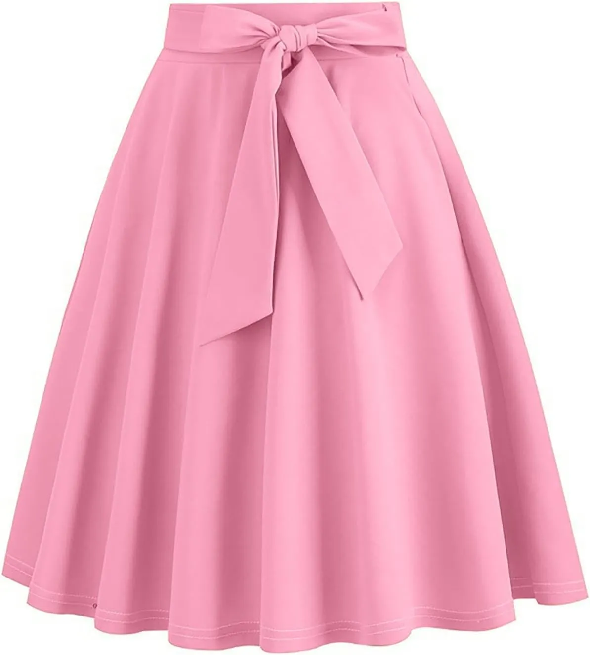 Women Retro Skirt 50s Vintage Hepburn Style High Waist Flared A-Line Skirts Rockabilly Midi Swing Skirt with Pocket