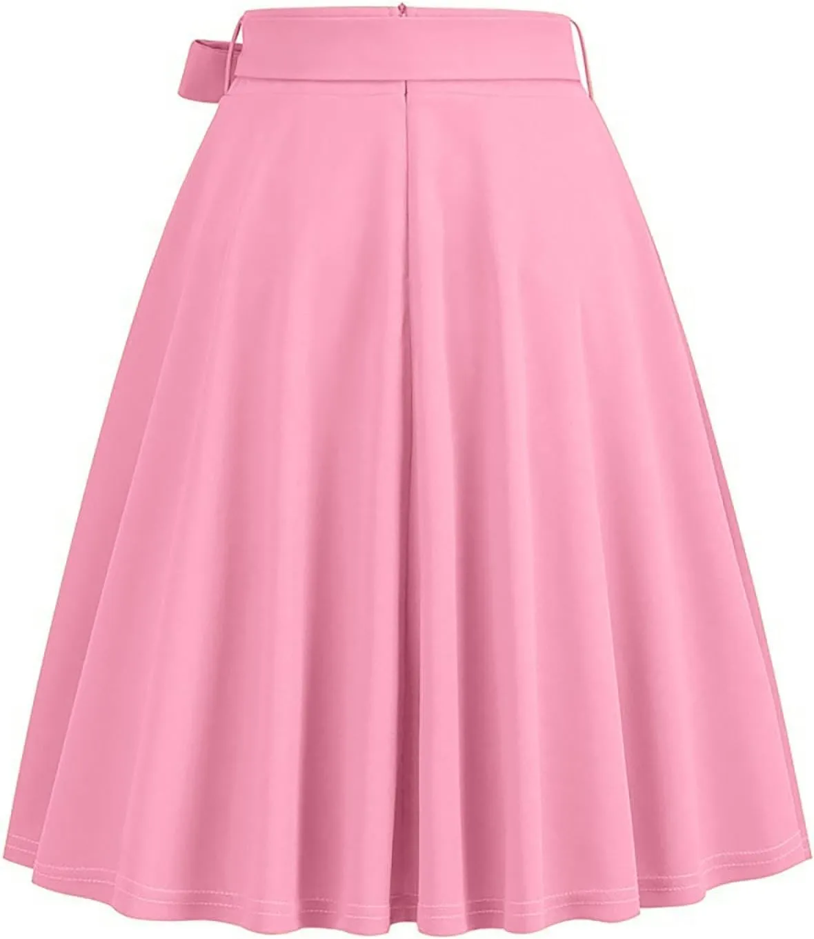 Women Retro Skirt 50s Vintage Hepburn Style High Waist Flared A-Line Skirts Rockabilly Midi Swing Skirt with Pocket