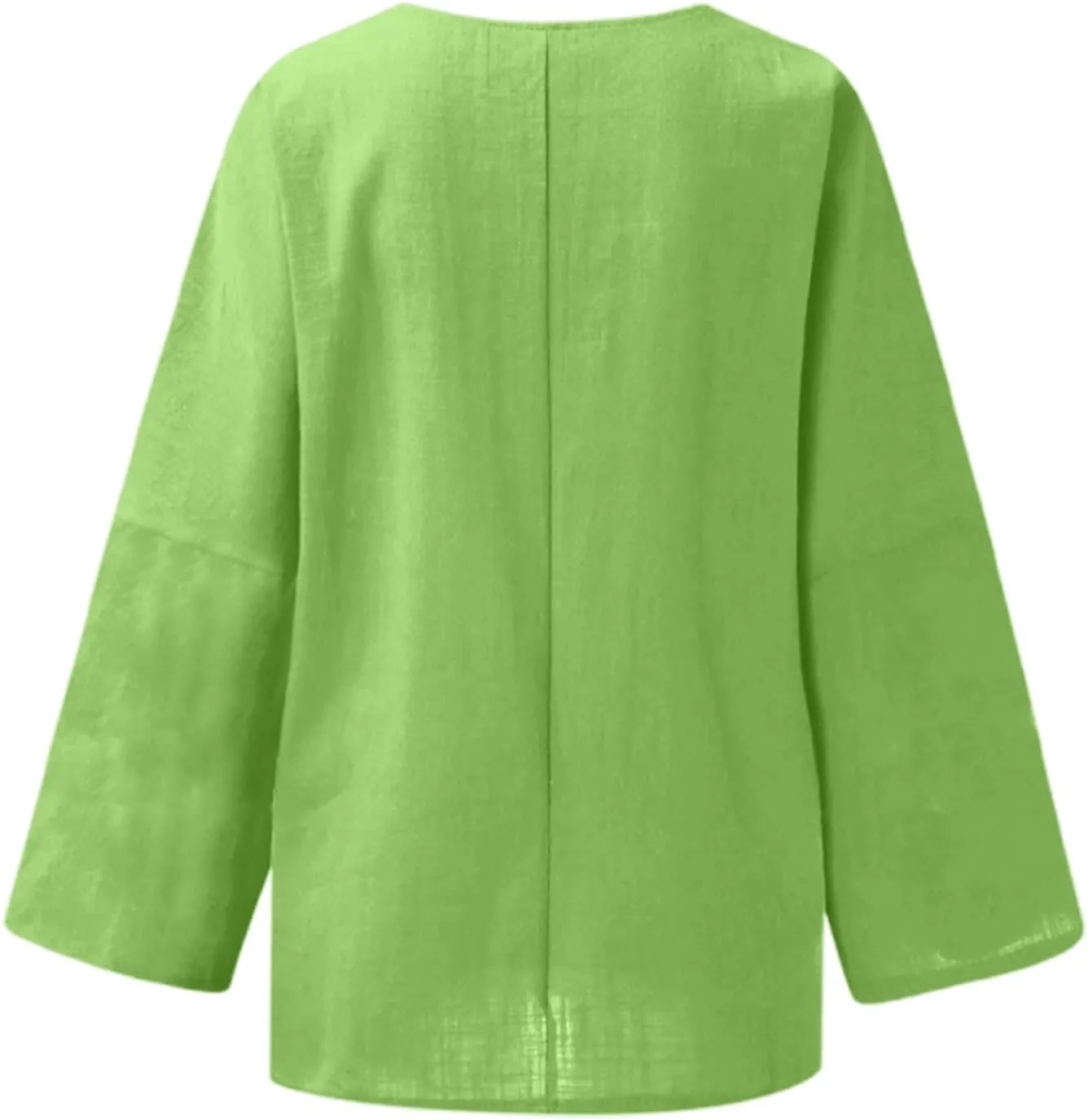 Women Short Sleeve Cotton Linen Shirts Casual Crew Neck Henley T Shirt Bohemian Boho Loose Summer Tee Tops