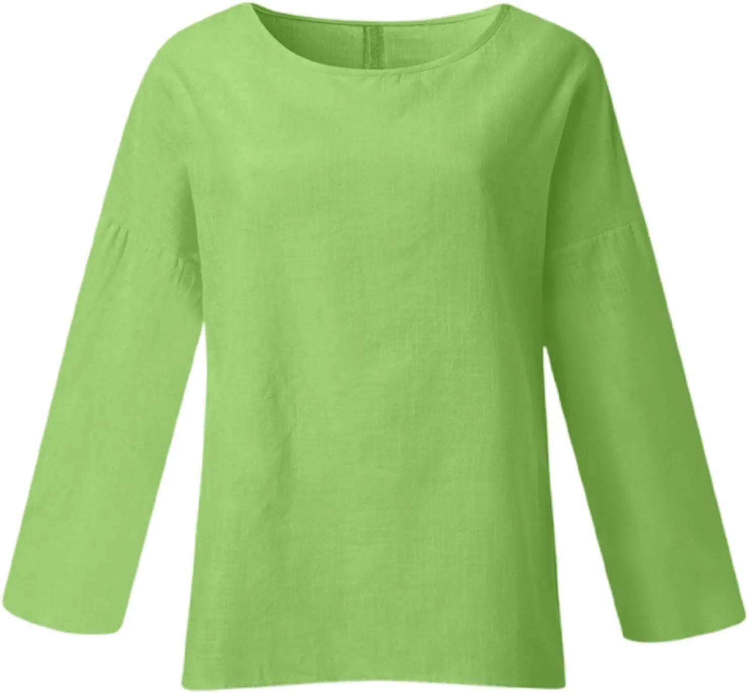 Women Short Sleeve Cotton Linen Shirts Casual Crew Neck Henley T Shirt Bohemian Boho Loose Summer Tee Tops