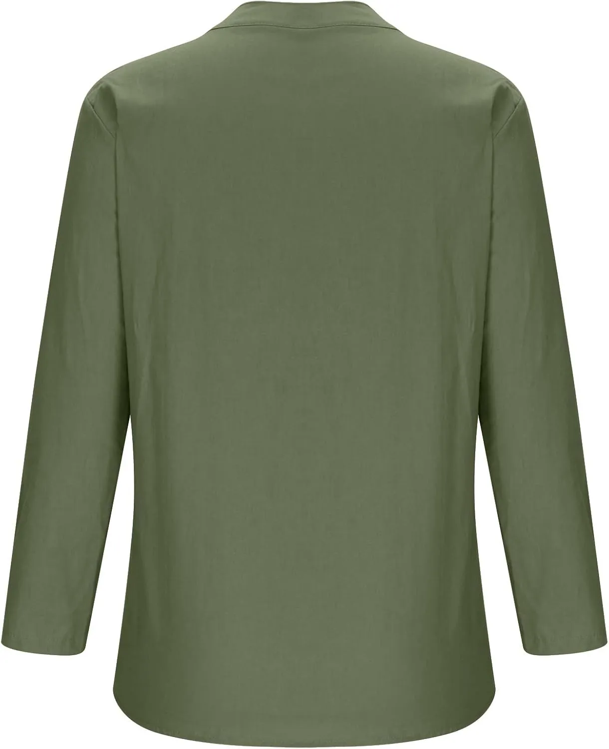 Women Summer Linen Shirts 3/4 Sleeve Cotton Blouse V Neck Button Tunic Tops Trendy Dressy Causal Clothing 2024