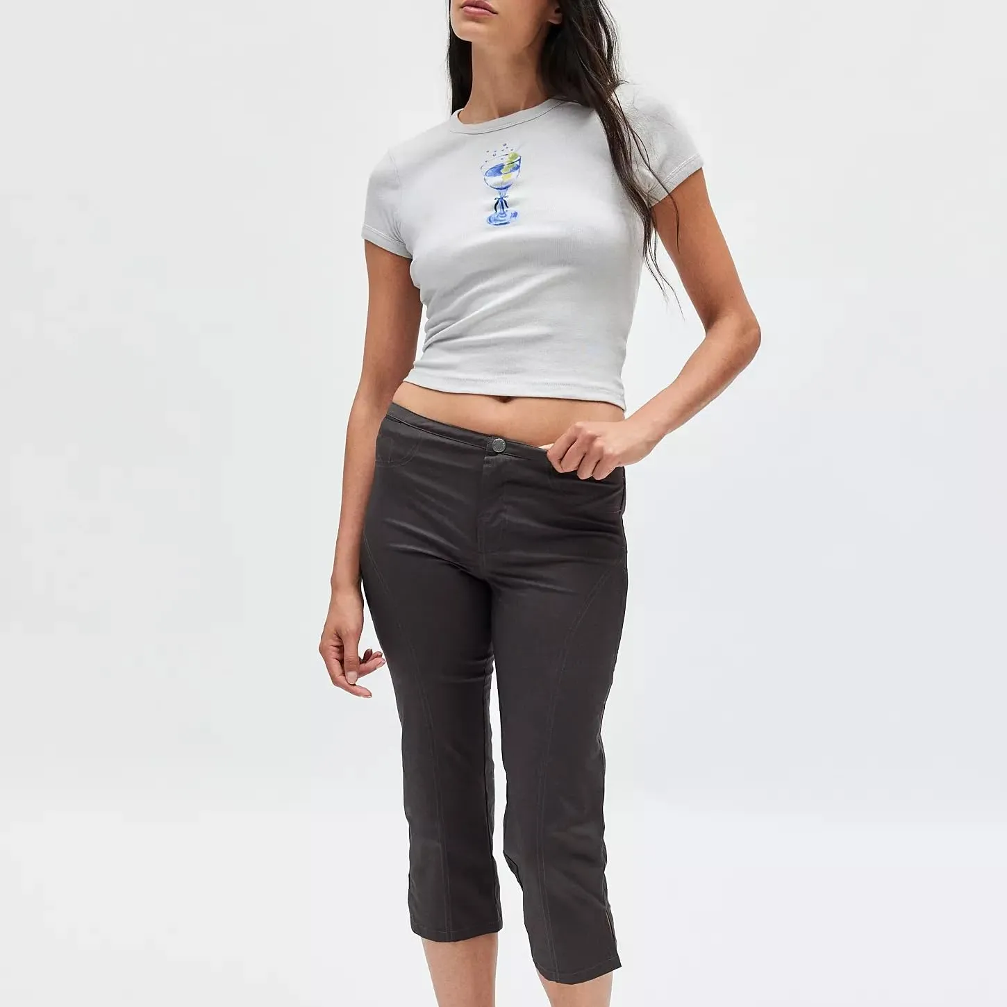 Women Y2k Baby Tees Cute Graphic Short Sleeve Crop Top Vintage Print Crop Shirt Aesthetic Crop Tee Top 00s Streetwear