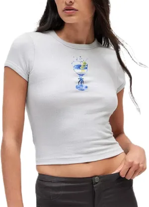 Women Y2k Baby Tees Cute Graphic Short Sleeve Crop Top Vintage Print Crop Shirt Aesthetic Crop Tee Top 00s Streetwear