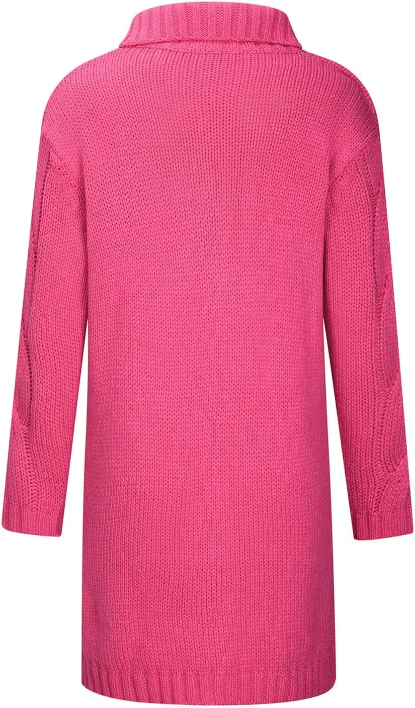 Womens 2024 Long Sleeve Cable Knit Long Cardigan Open Front Button Sweaters Fall Winter Chunky Overcaot with Pockets