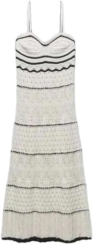 Women's Beach Style Hollow Slim Sling Sweater Long Dress Sleeveless Spaghetti Strap Sexy Dresses