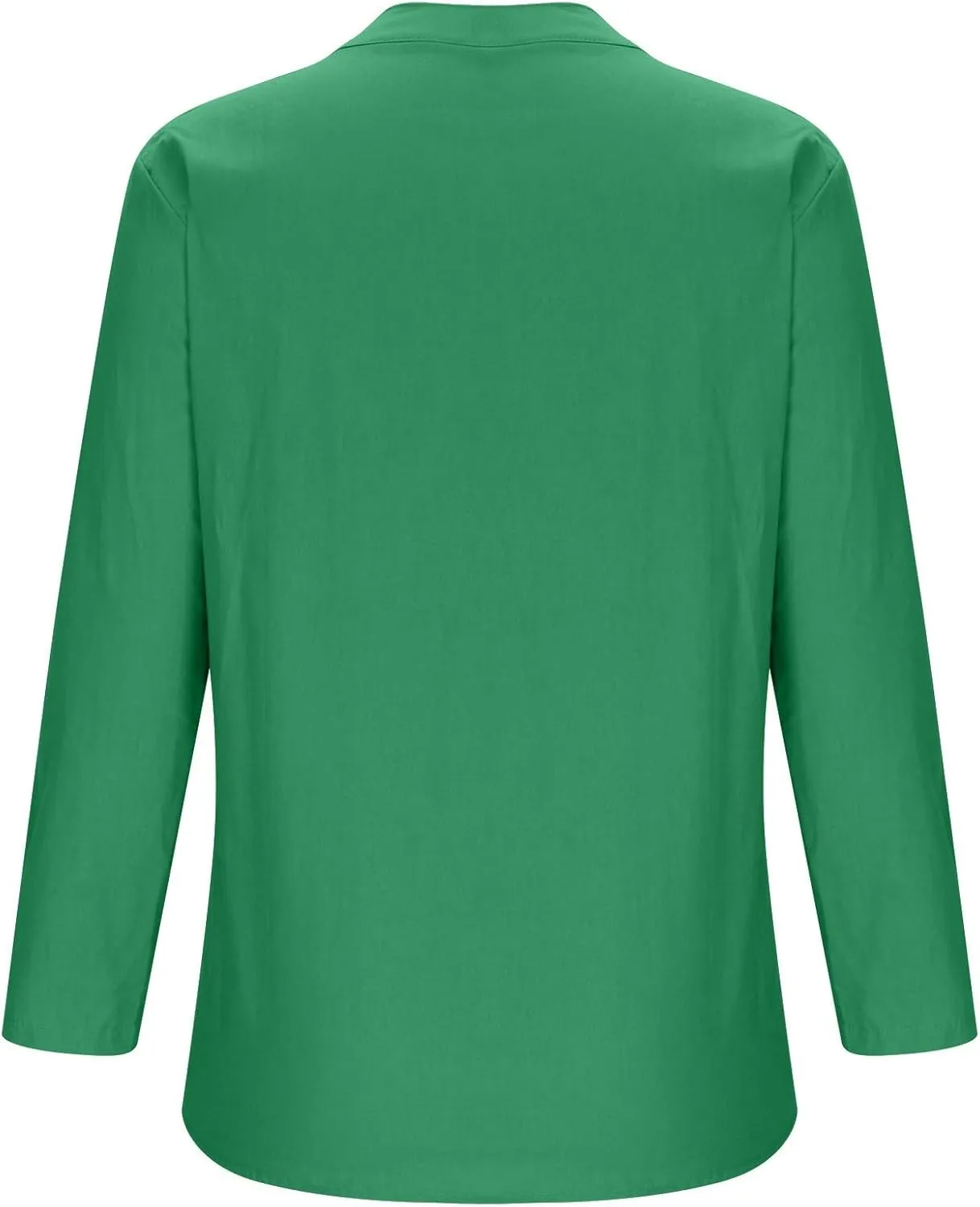 Women's Button Down Shirt V Neck Long Sleeve Cotton Linen Summer Casual Plus Size Blouses Top Loose Fit Tunics