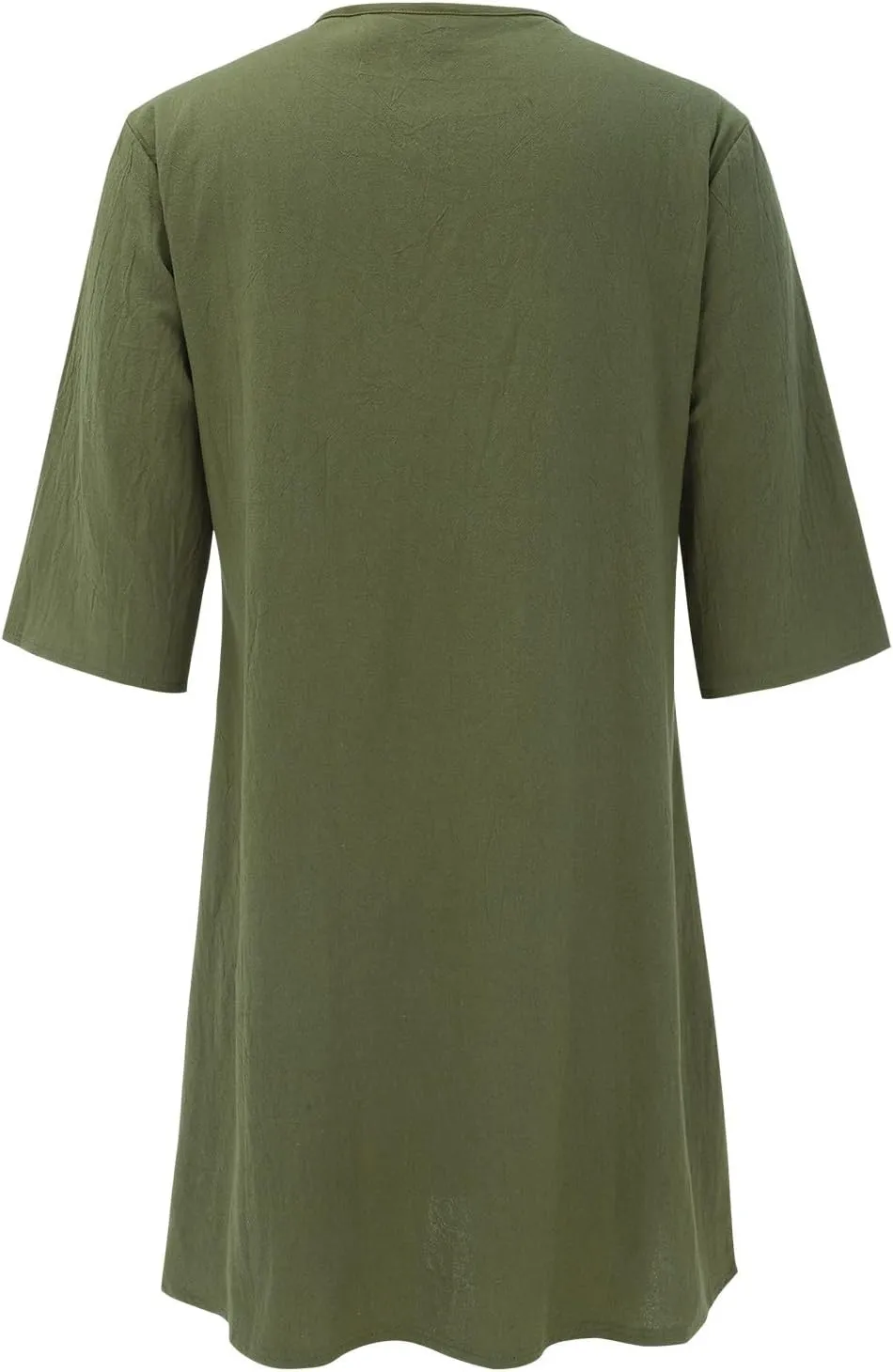 Womens Casual Cotton Linen Midi Shirt Dress Summer Beach Half Sleeve V Neck Shift Dress Knee Length Sundresses 1