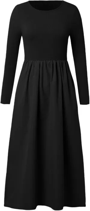 Women's Casual Fashion Waist Long Sleeve Bohemian Dress Flowy Beach Midi Dresses Party Wedding Guest Flowy Dress