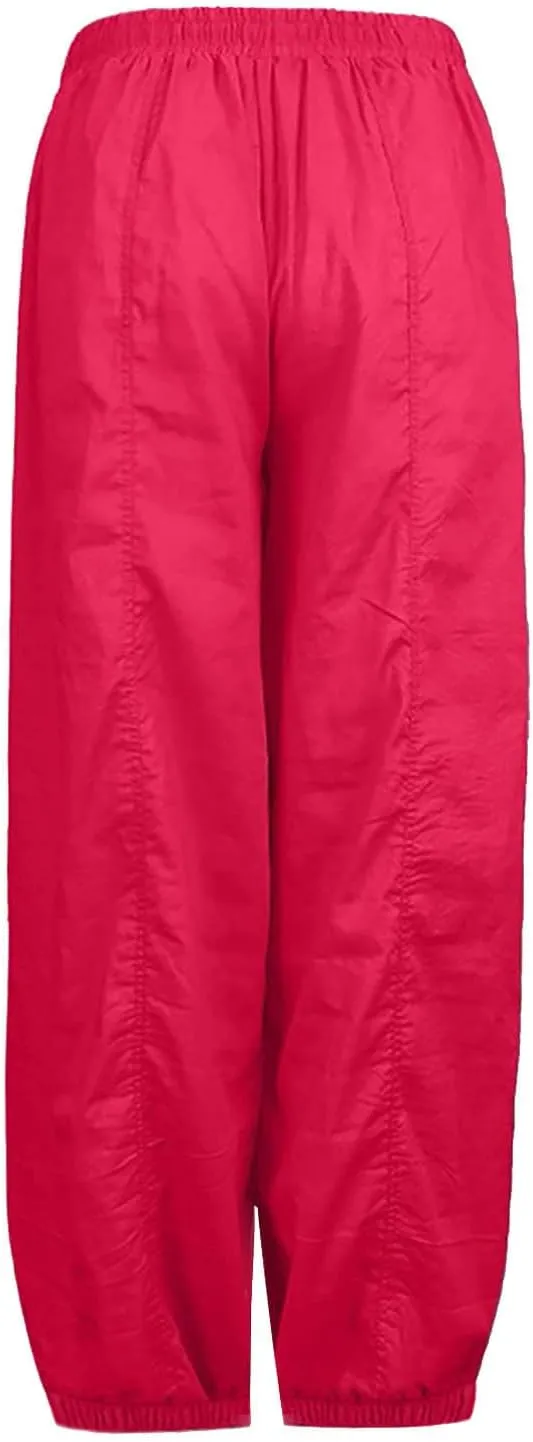 Women's Cotton Linen Harem Pant Plus Size Hippie Boho Yoga Pants Baggy Summer Wide Leg Lounge Bottoms