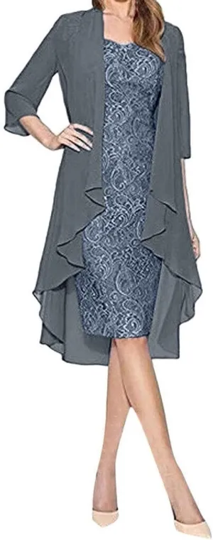Women's Dress The Population Solid Color Lace Dresses Comfortable Two Piece Wedding Evening Prom Dresses, S-5XL