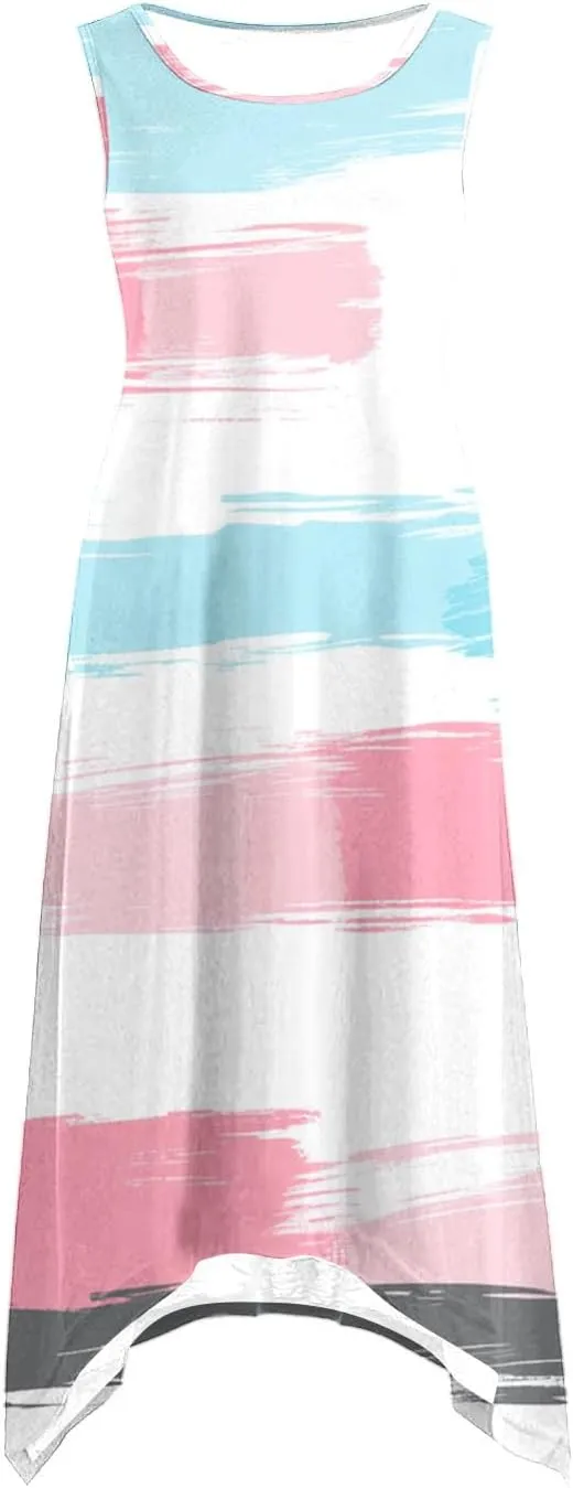Womens Dresses Casual Summer Fashion Flowy Sleeveless Tank Sundress Crewneck Beach Vacation Swing Long Maxi Dresses