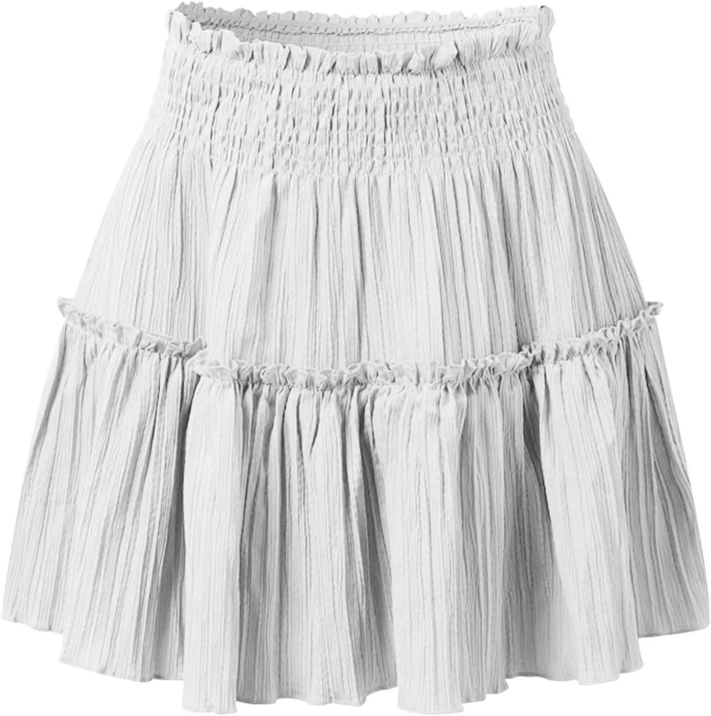 Women's Elastic Waist Pleated A Line Short Skirt Ruffles Flared Mini Lingerie Skirts