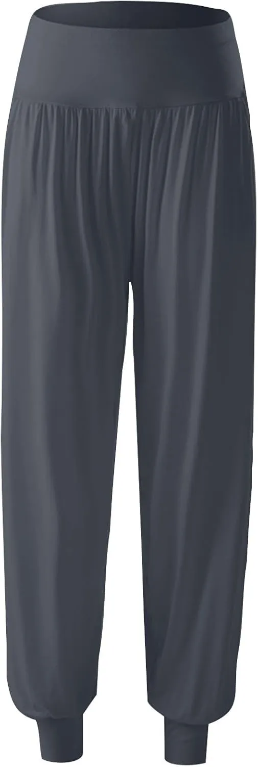 Womens Harem Pants Cozy Wide Leg Yoga Pants High Waisted Lounge Pants Casual Workout Jogger Pants with Pocket