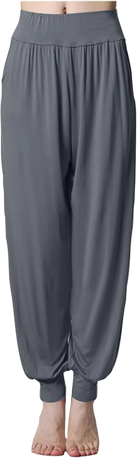 Womens Harem Pants Cozy Wide Leg Yoga Pants High Waisted Lounge Pants Casual Workout Jogger Pants with Pocket