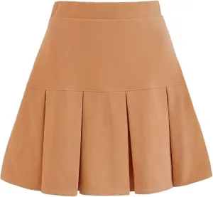 Women's High Waist Pleated Skirt Summer Casual A-Line Skirts Plaid Tennis Mini Skirts