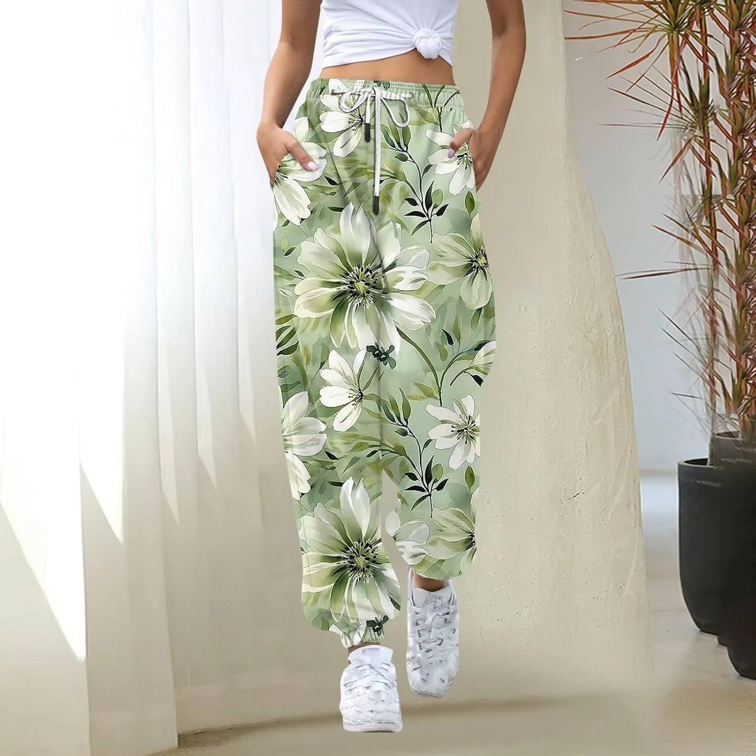 Women's High Waisted Sweatpants Workout Active Joggers Pants Baggy Lounge Bottoms Tie Dye Print Cargo Pants Pocket