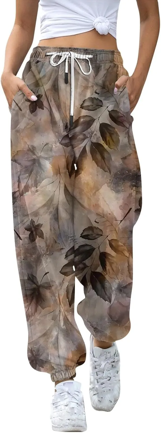 Women's High Waisted Sweatpants Workout Active Joggers Pants Baggy Lounge Bottoms Tie Dye Print Cargo Pants Pocket