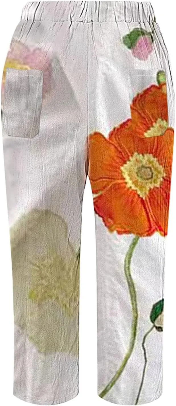 Women's Linen Pants 2024 Summer Drawstring Pants with Pockets Women Wide Leg Pants Swimsuits for Woman Pants Boho