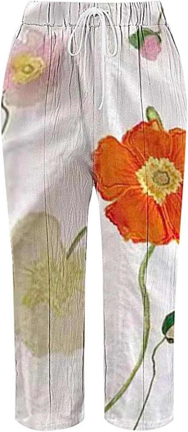 Women's Linen Pants 2024 Summer Drawstring Pants with Pockets Women Wide Leg Pants Swimsuits for Woman Pants Boho