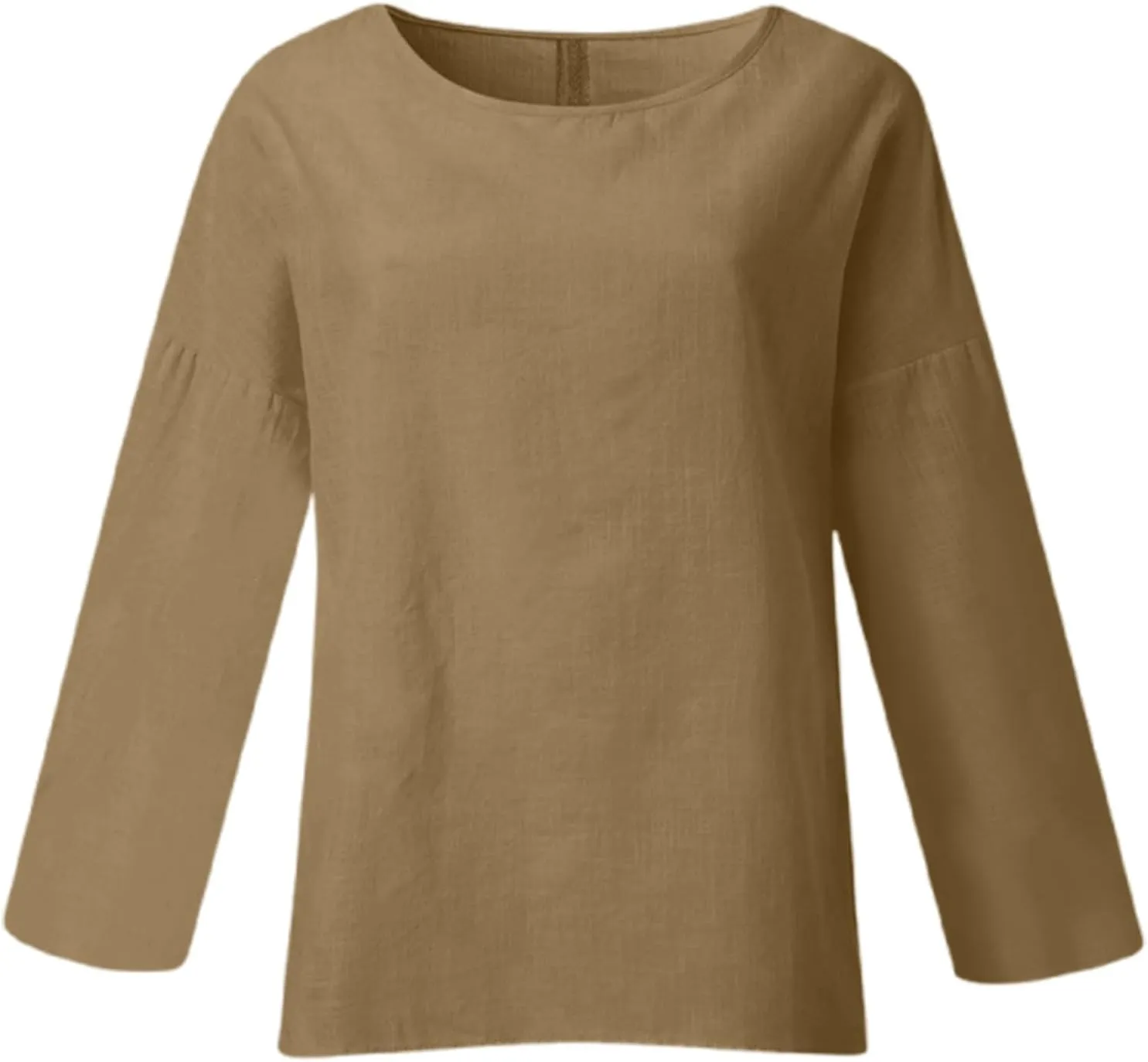 Women's Linen Shirts V Neck Button Blouse Plain Comfy Tee Top Short Sleeve Loose Fit Shirt