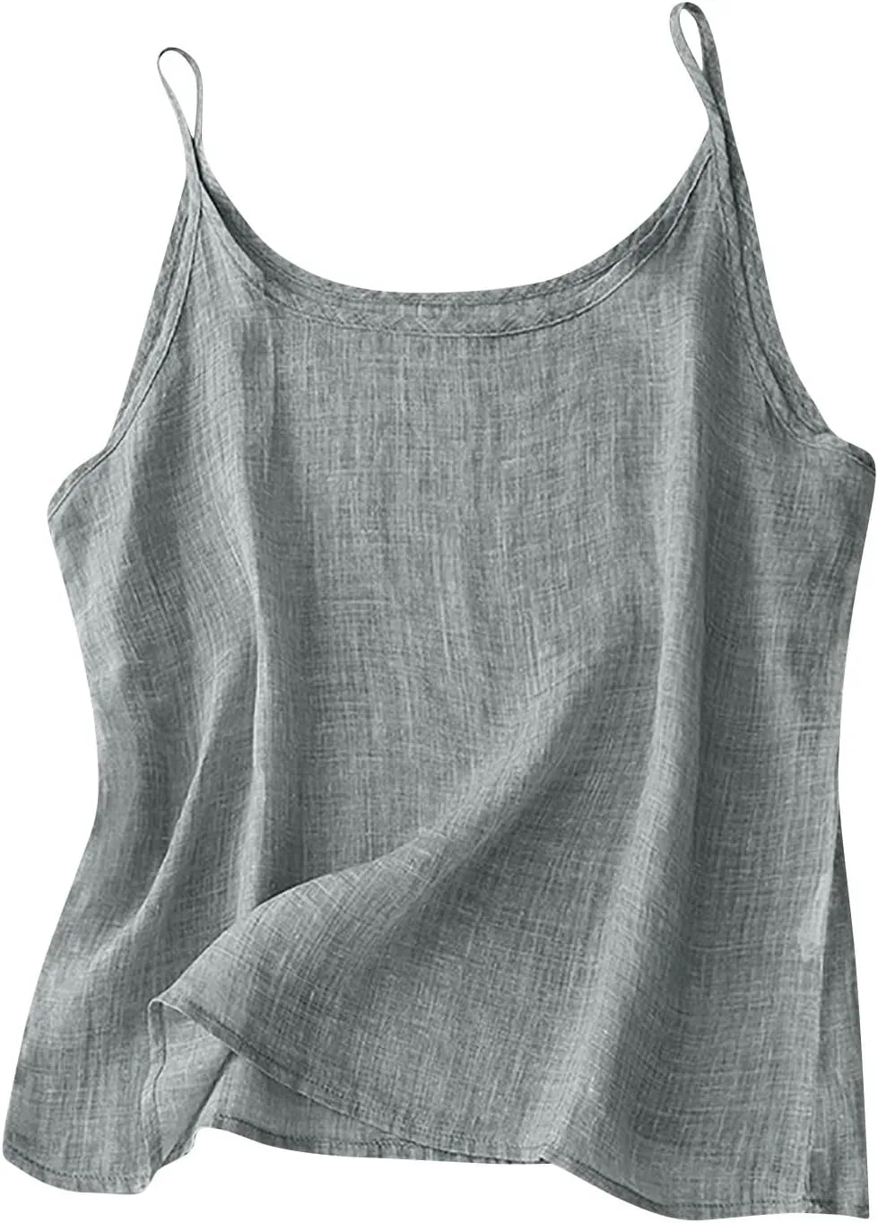 Womens Linen Tank Top Plus Size Loose Fit Summer Shirts Spaghetti Strap Flowy Boho Tops Fashion Beach Resort Wear