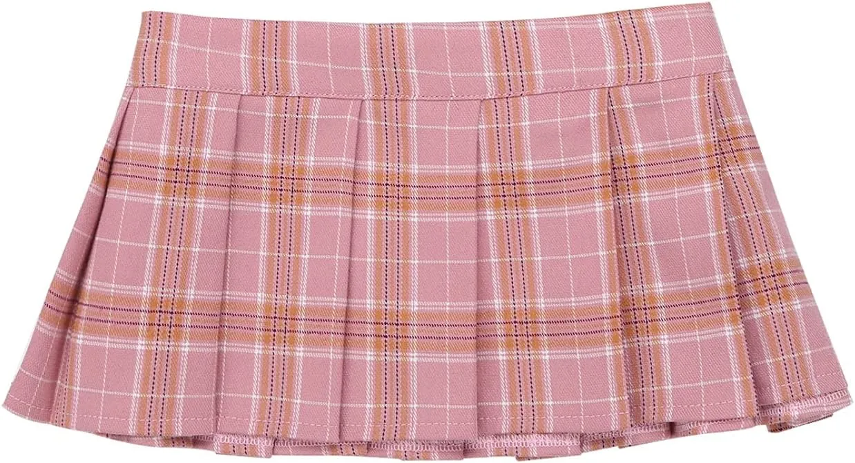 Women's Lingerie Role Play Costume Pleated Mini Skirt Plaid Schoolgirl Short Dress