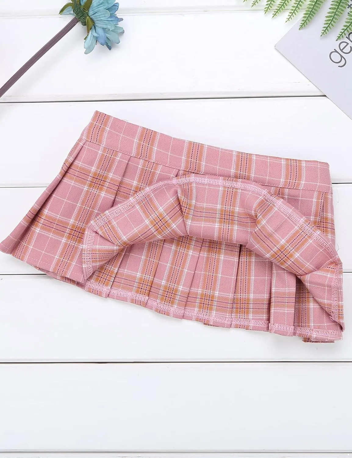 Women's Lingerie Role Play Costume Pleated Mini Skirt Plaid Schoolgirl Short Dress