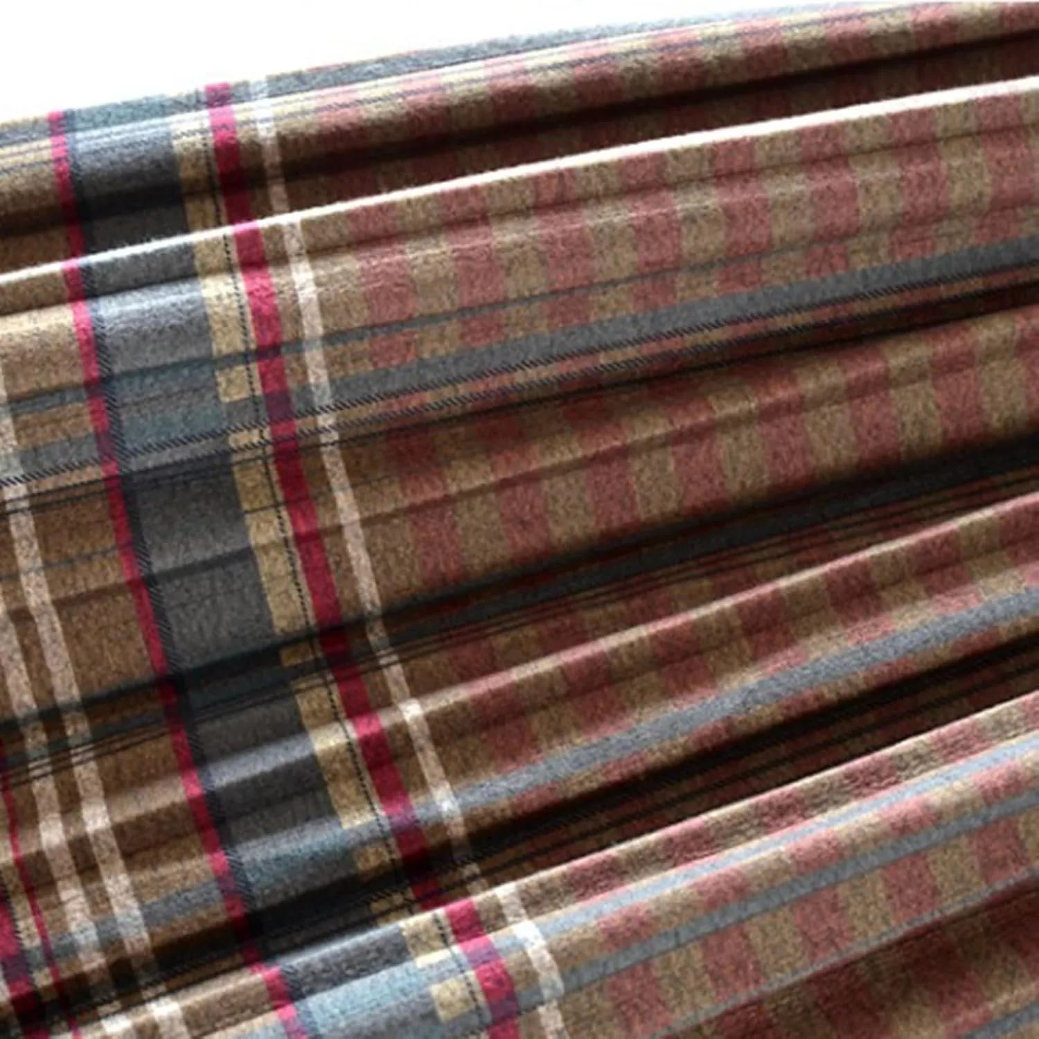 Womens Long Plaid Wool Skirt A line Flared Pleat Wool Tartan Skirt Winter Fall Warm High Elastic Waist Maxi Skirts