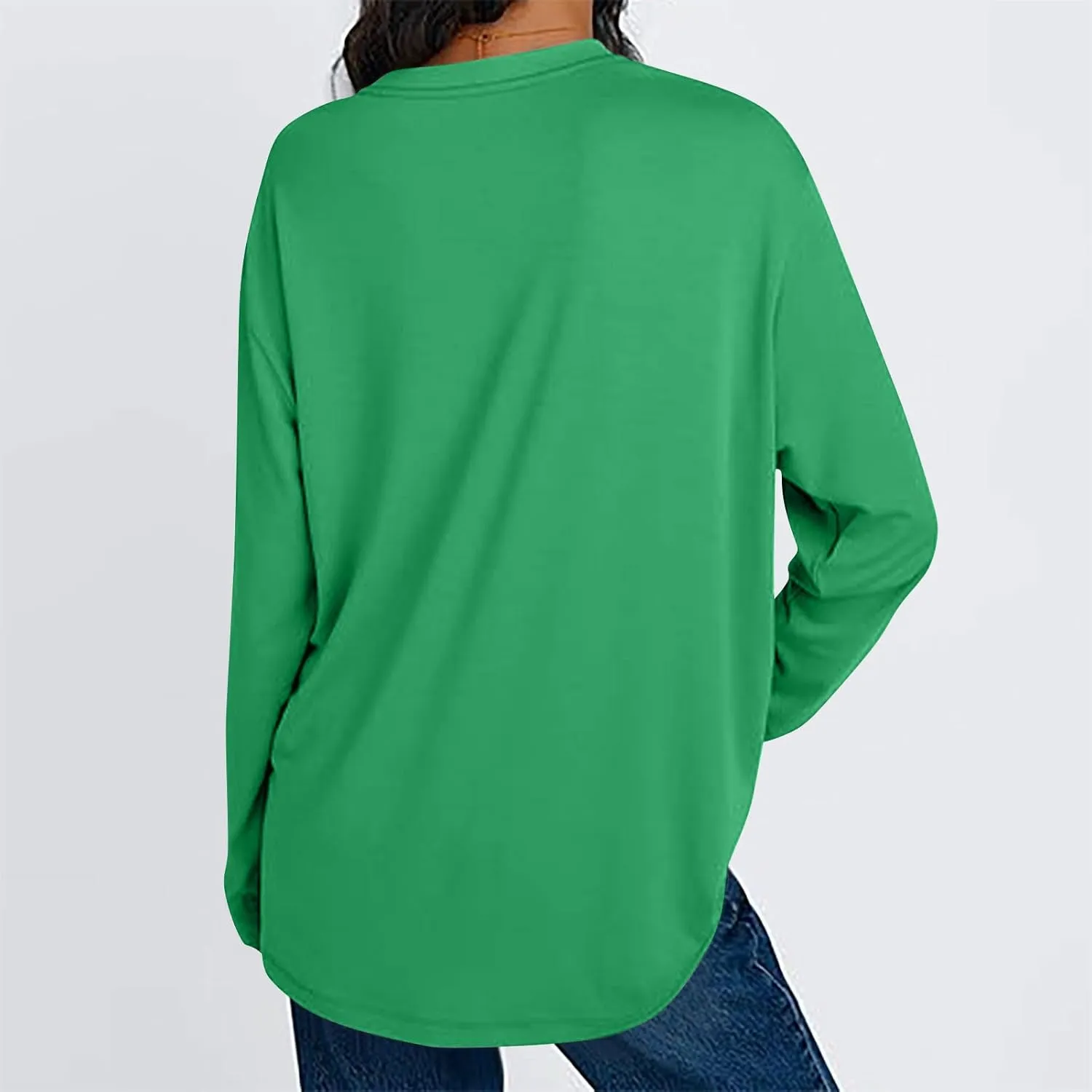 Womens Long Sleeve Shirts Oversized Crew Neck T-Shirt Drop Shoulder Casual Loose Fit Tops Fashion Trendy Outfits