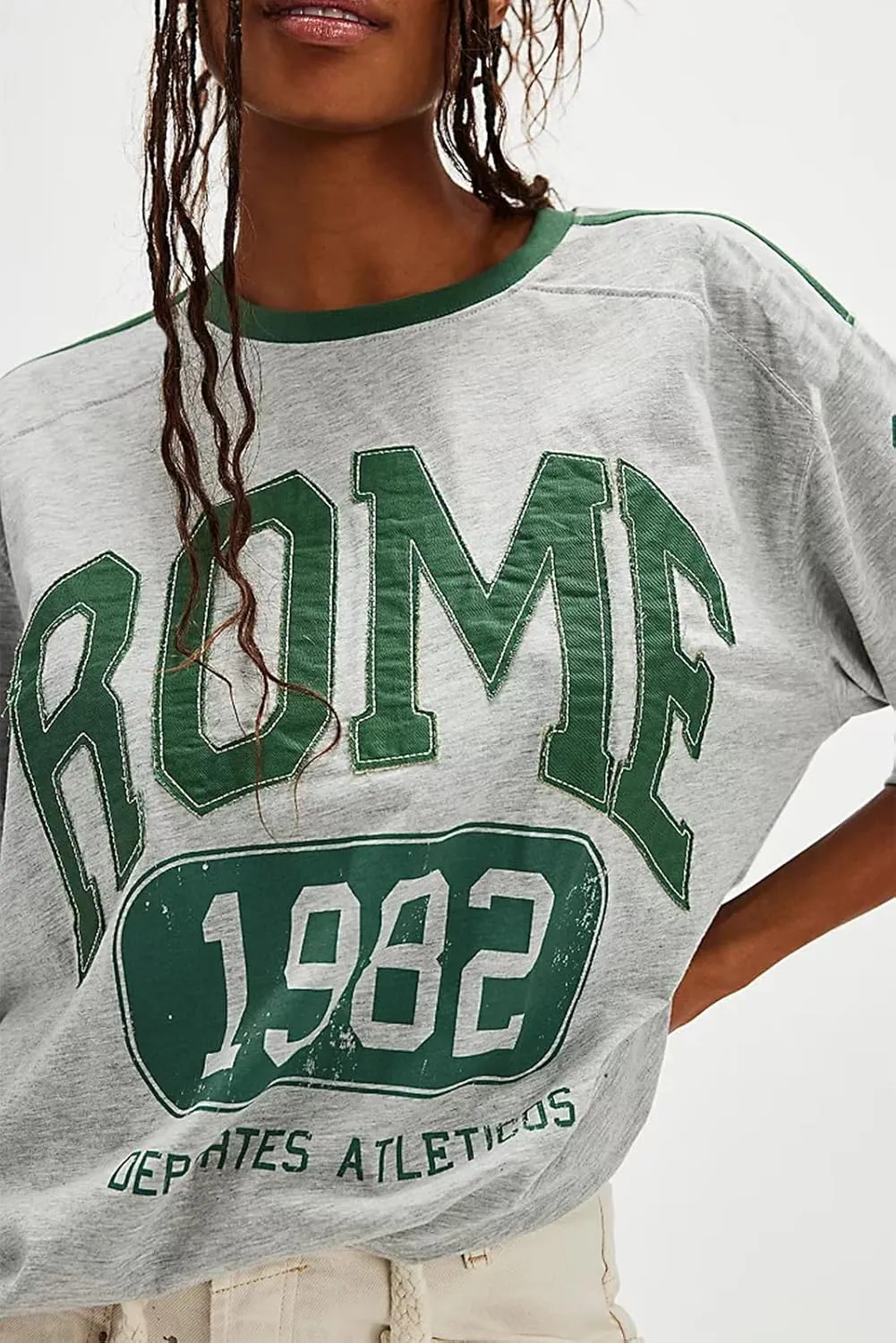 Womens Oversized Tshirt Graphic Tees Crew Neck Summer Short Sleeve Shirts Funny Letter Printed Loose Fit Y2k Trendy Tops