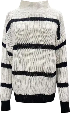 Womens Oversized Turtleneck Sweaters 2024 Fall Long Sleeve Tunic Sweater Color Block Cable Knit Pullover Jumpers Tops