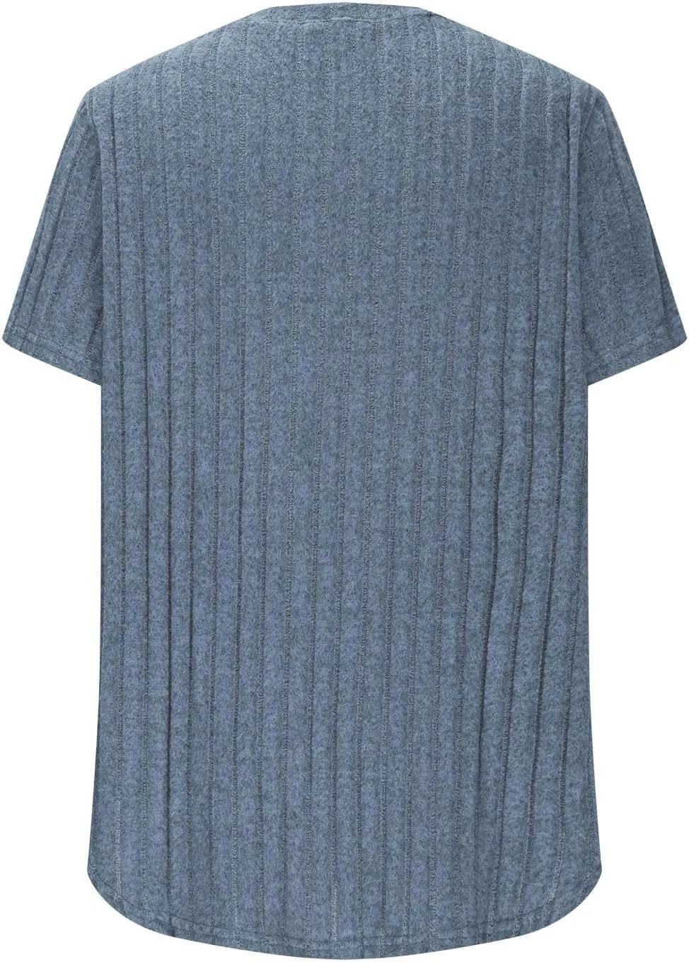 Womens Plus Size Tops Summer Short Sleeve V-Neck Casual Loose Solid Ribbed Knit Basic Tee Shirt
