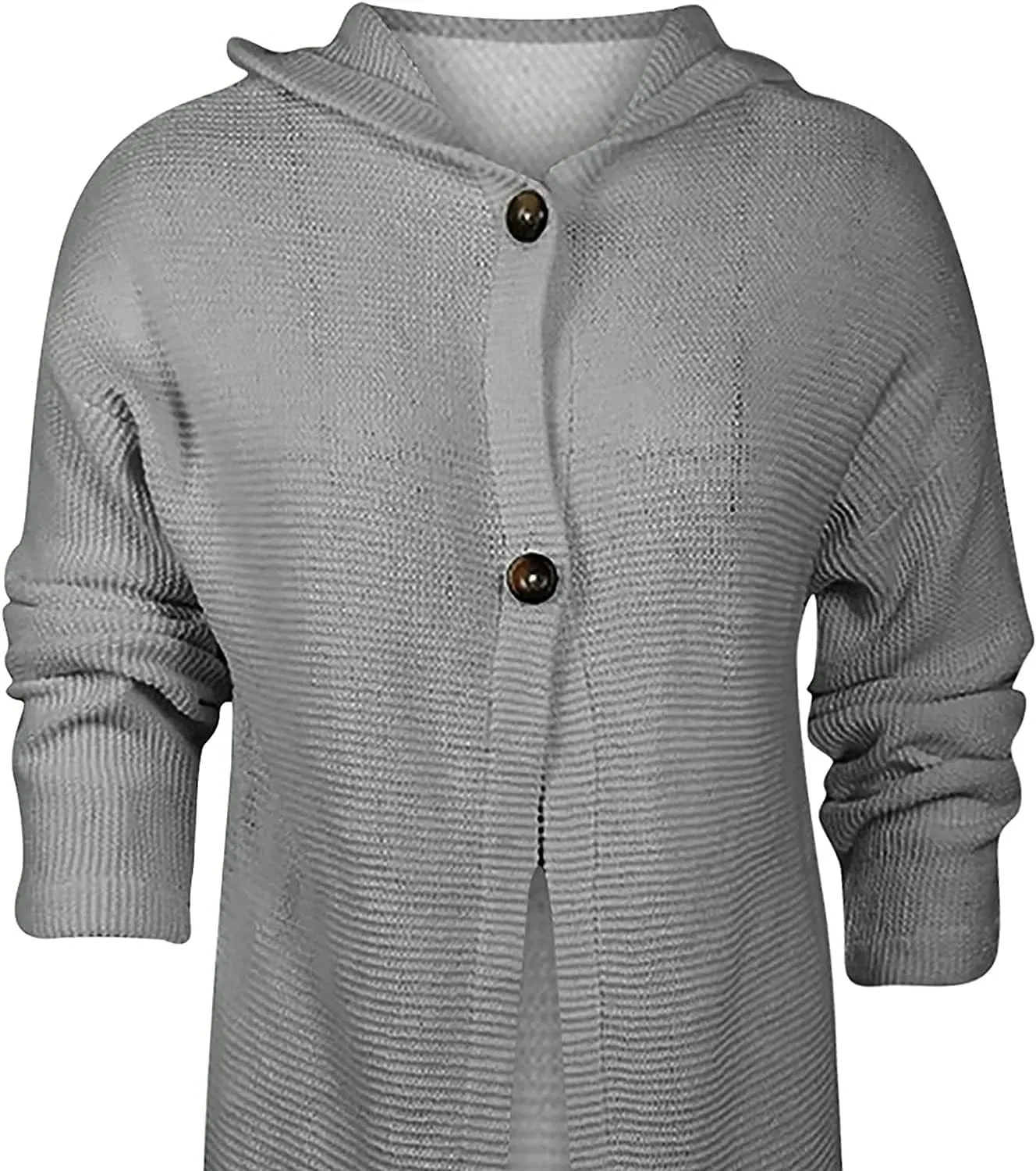 Women's Single-breasted Pea Coat Hooded Long Trench Coat Button Cardigan Knit Outwear,Long Wool Coat
