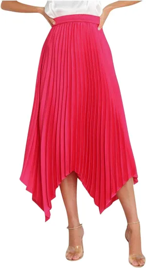 Women's Solid Flared Skirts Lightweight Elastic High Waist Long Midi A Line Skirt Flowy 2025 Fashion Summer Dresses