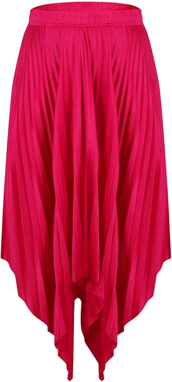 Women's Solid Flared Skirts Lightweight Elastic High Waist Long Midi A Line Skirt Flowy 2025 Fashion Summer Dresses