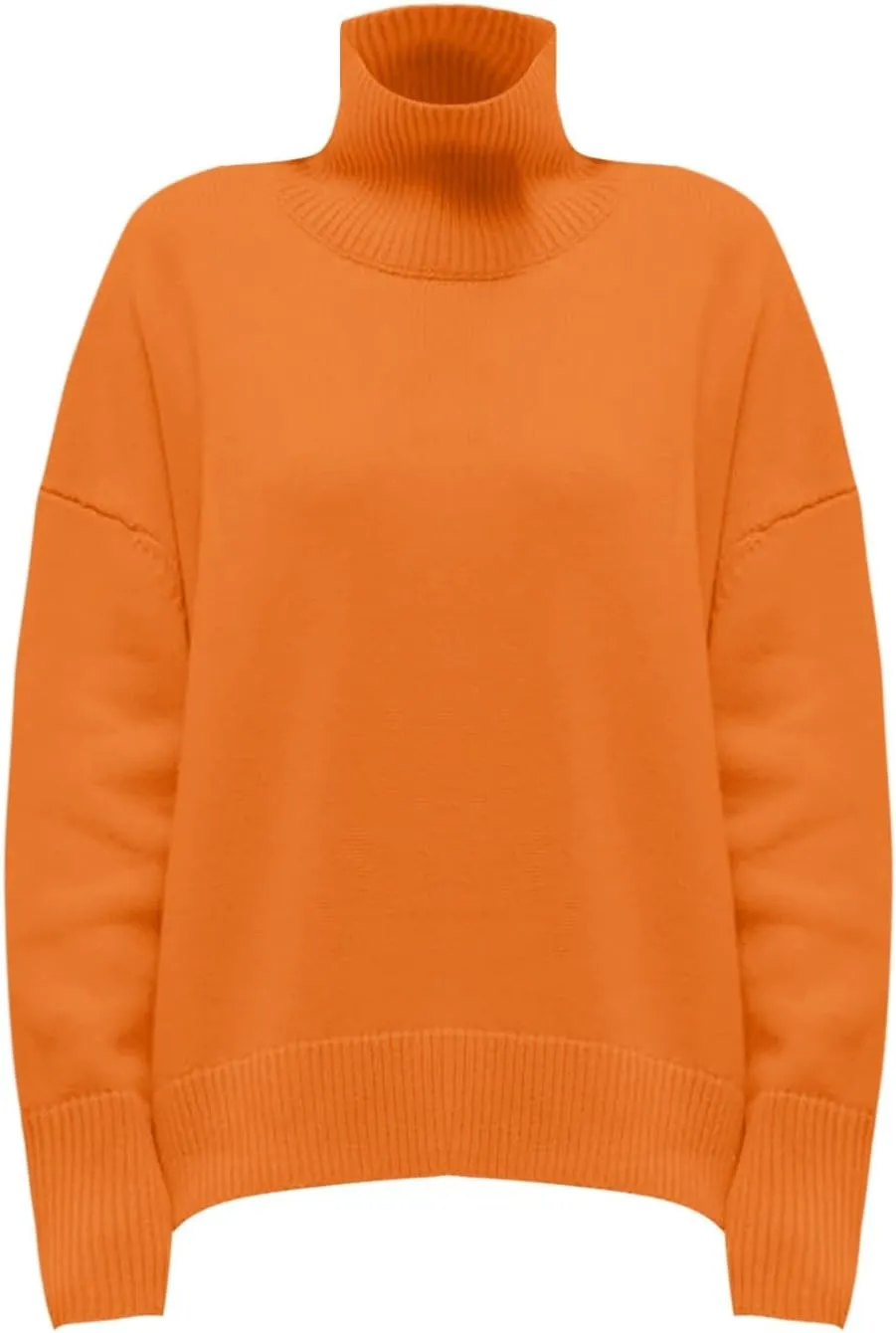 Women's Solid Oversize Long Sleeve High Neck Sweaters Autumn Winter Casual Trendy Thick Warm Plus Size Loose Fit Turtleneck