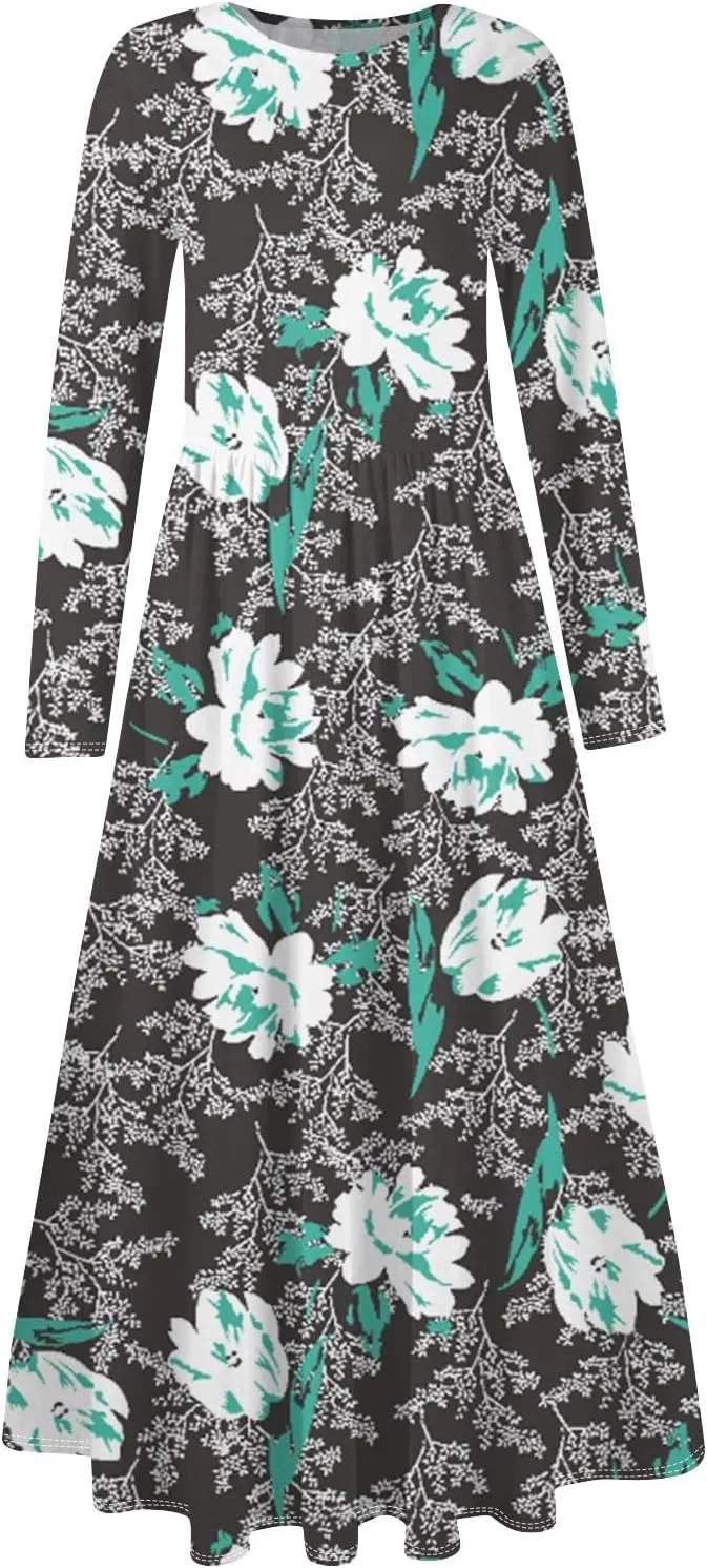 Womens Spring Dresses 2025 Long Sleeve V Neck Midi Work Flowy Boho Summer Swing Fitted Dress