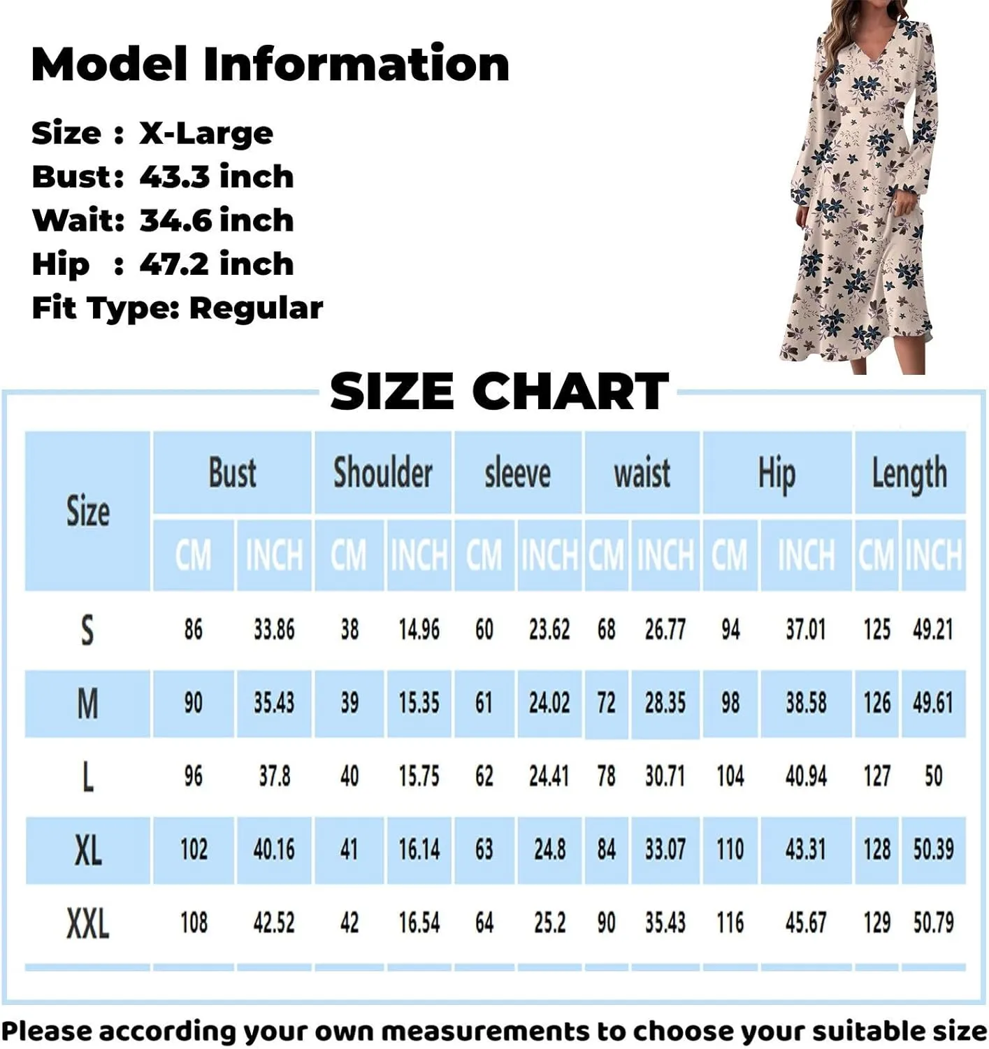 Womens Spring Fashion 2025 Dress Long Sleeve V Neck Midi Vacation Ladies Teens Trendy Swing Fashion Dress